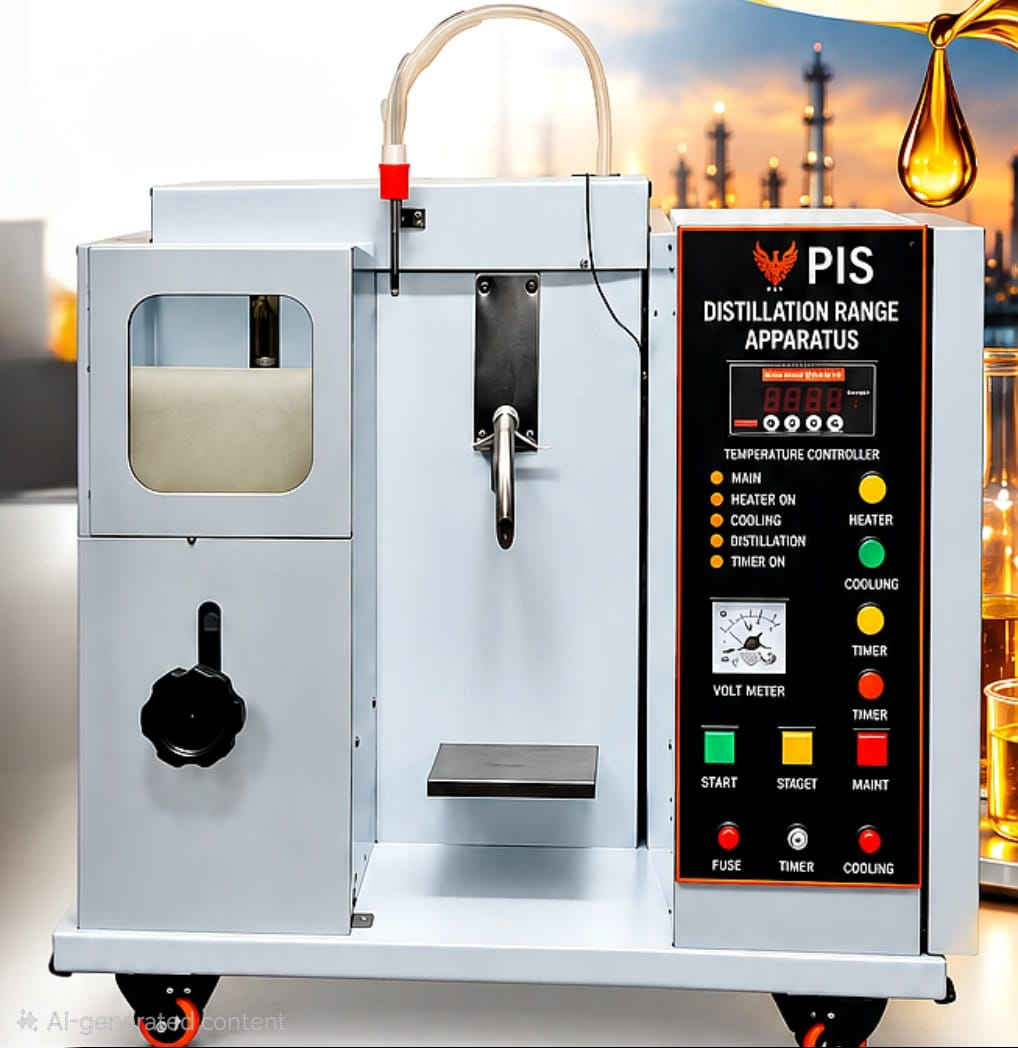 Distillation range apparatus with condenser and receiver for petroleum product testing – Phoenix India Solutions PIS