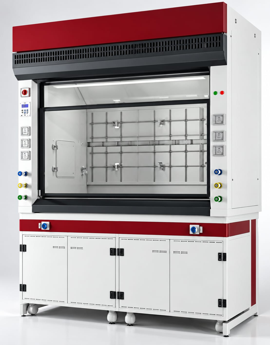 Laboratory Fume Hood with Chemical Resistant Liner and Aerodynamic Airflow Design